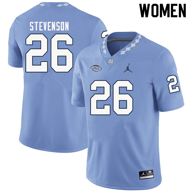 Women #26 Trevion Stevenson North Carolina Tar Heels College Football Jerseys Sale-Carolina Blue